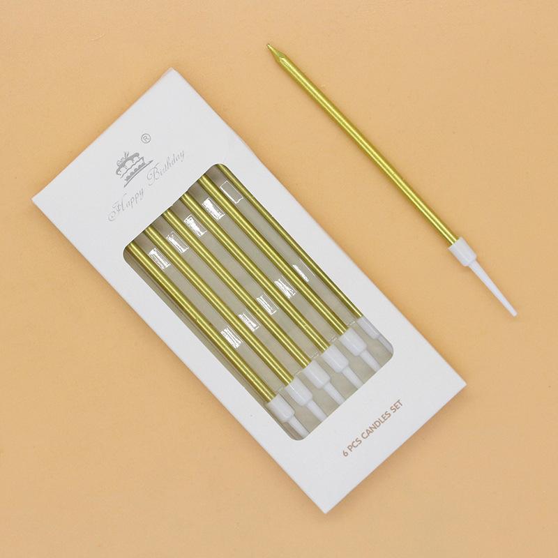 

Cake Candle Electroplated Gold Silver Metal Texture Long Rod Retro Pencil Birthday Party Colorful Candle Colorful A8-2 Candle