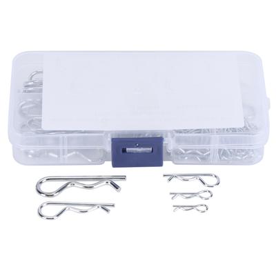 100Pcs R Cotter Pins Tractor Pin Clips with Plastic Box Assortment Kit Fastener Clip Set