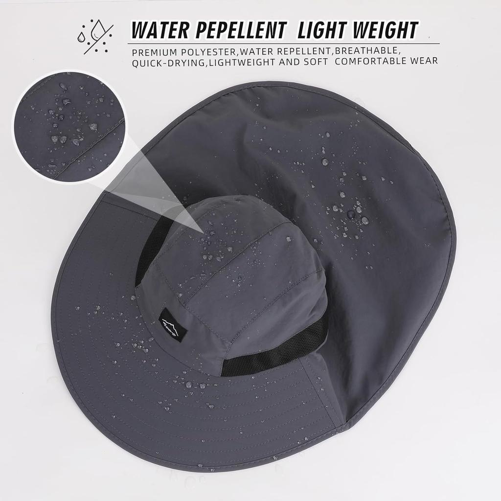 Outdoor Sun Hat UPF50+ Wide Brim Mesh Fishing Cap with Neck Flap for Men Women Beach Garden Safari