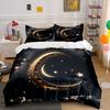 "Moon Star Night Decor Set" Bedding Set with 1 Duvet Cover 2 Pillowcases Single Double King Queen, Gift