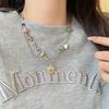 Farbe Dopamin Halskette Titanstahl verblasst nicht Ethnischer Stil Perlen Schmuck Zubehör Damen Smiley Gesicht Anhänger Schlüsselbein Kette Damen