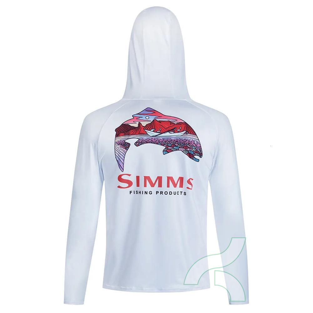 SIMMS Hooded Fishing Suit, Outdoor Lure Fishing Suit, Summer Sun Protection Long-sleeve Top, Quick-dry Breathable Sportswear
