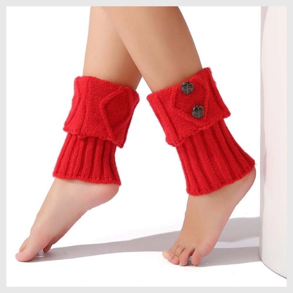 Thermal Short Leg Warmers Buttons Crochet Warm Socks Cuffs New Knitted Leg Warmer  Autumn Winter