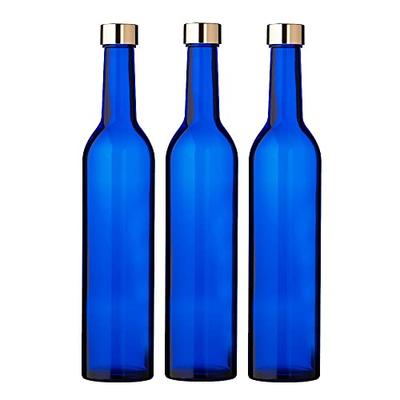 Bouteilles à Vin en Verre Slim, 500ml, Bleu, Set de 3, Stockage, Rechargeable, Anti-Lumière, Fabriqué au Japon, BOUTEILLE EN VERRE BO500PGCB3