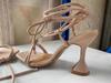 2021 Women's Fashion High Heels: Apricot Roman Lace-up, Thin and Thick Heels, Summer Square Toe, Large Size