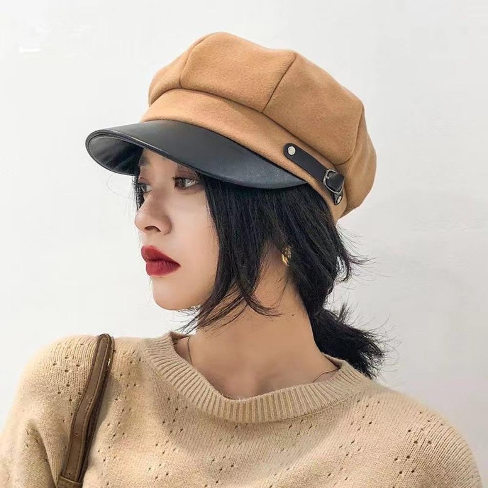 Keep Warm Women Octagonal Cap Korean Style Winter Painter Hat Retro Woolen Beret Ladies