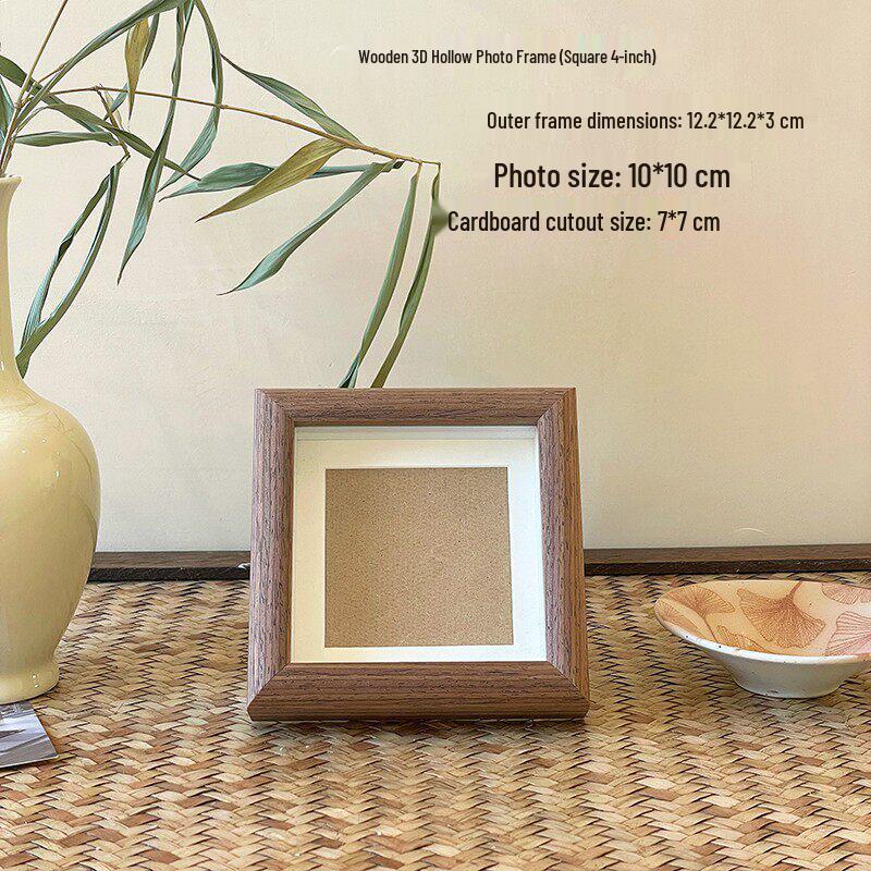 Peace & Joy Cartoon Text Wooden 4-inch Glass Photo Frame - Desktop Decorative Painting & Birthday Gift 4-inch square