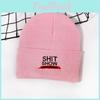 Knit Hat With Shit Show Letters Embroidered For Autumn Winter Warmth Street Fashion