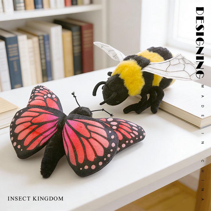 Delicate Cute Insects Plush Toys Funny Lifelike Spider Butterfly Ant Bee Ladybug Mantis Doll Office Desktop Pets Kids Game Props