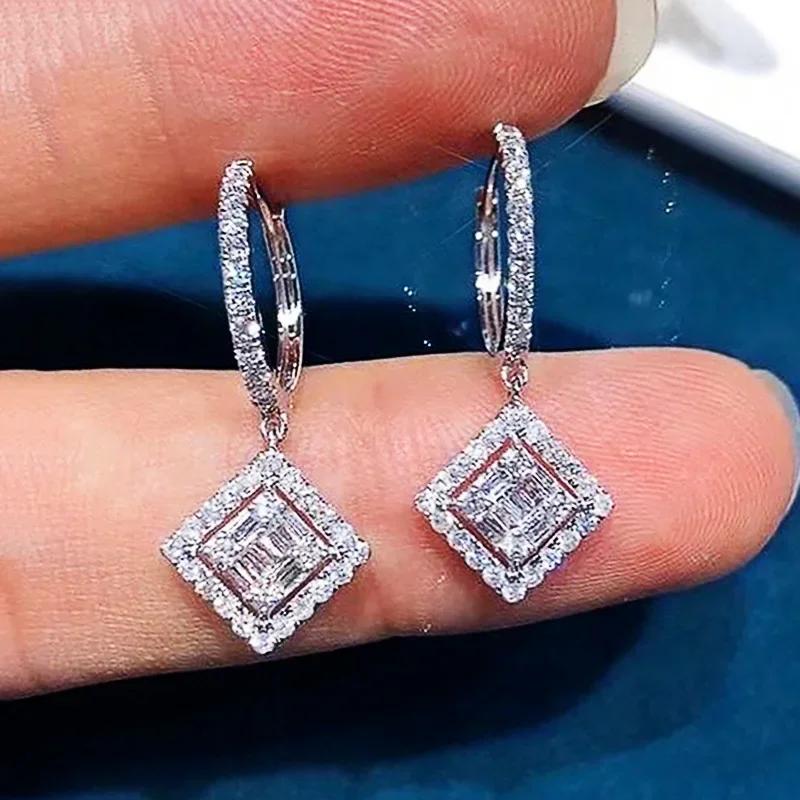 Engagement Mid Length Pendant Earrings Jewelry Elegant Shiny Mosan Diamond Beautiful Gift Milan Girl Fashion Accessories
