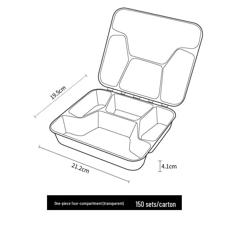 

Disposable Rectangular 4-Compartment Food Containers