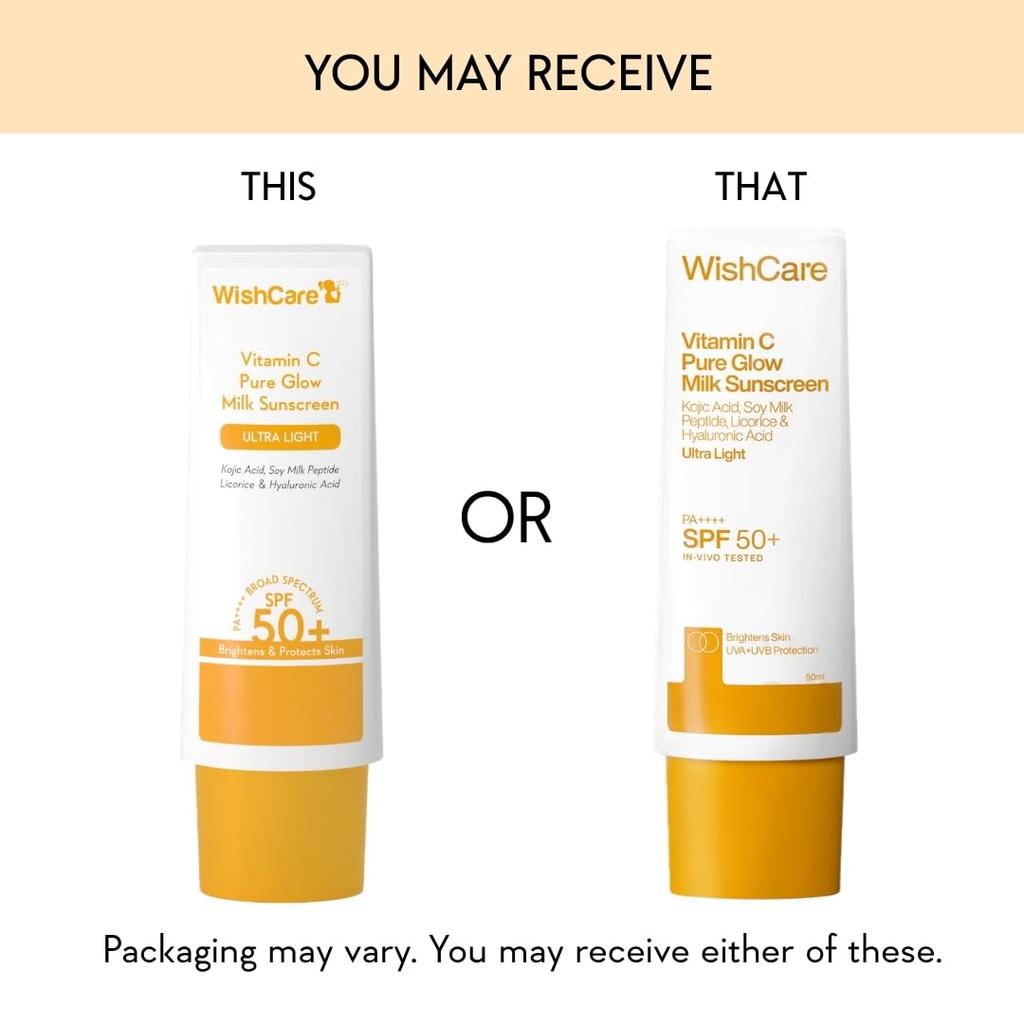 WishCare Vitamin C Pure Glow Milch-Sonnencreme mit LSF 50 PA++++ In-Vivo getestet | Strahlende Haut mit Breitbandschutz | Ultraleicht, Oi