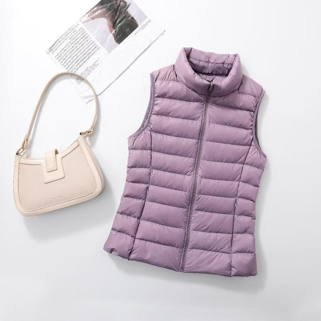 Women's Autumn and Winter Casual Warm Down Vest Inner Wear Solid Color Sleeveless Vest