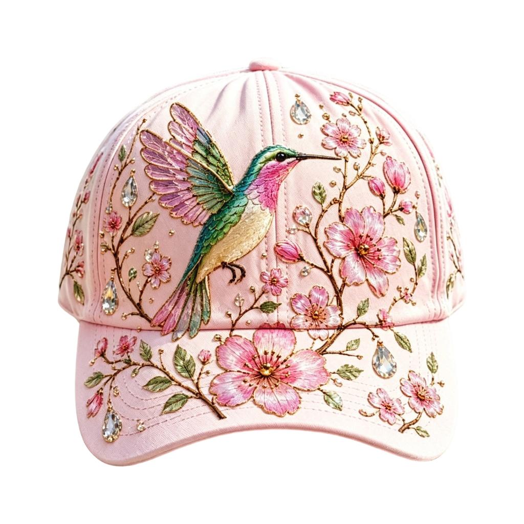 Dragonfly Floral Print Ladies Embroidered Floral Baseball Cap 2D Digital Print Adjustable Baseball Caps for Women UK Casual Hat