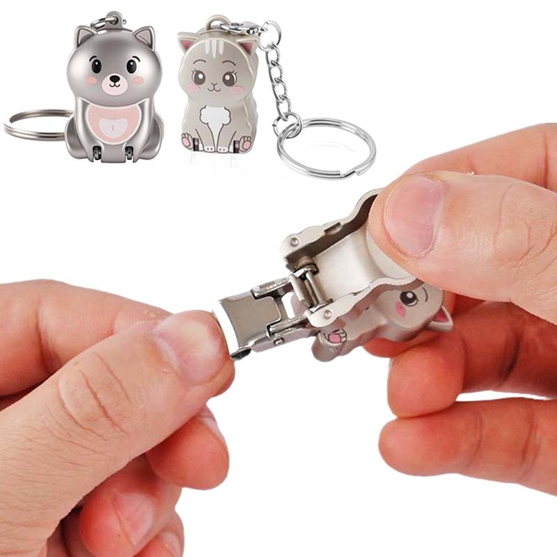 1 Pcs Exquisite Kitten Puppy Shape Keychain Foldable Nail Clipper Stainless Steel Rotary Toenail & Fingernail Manicure Trimmer