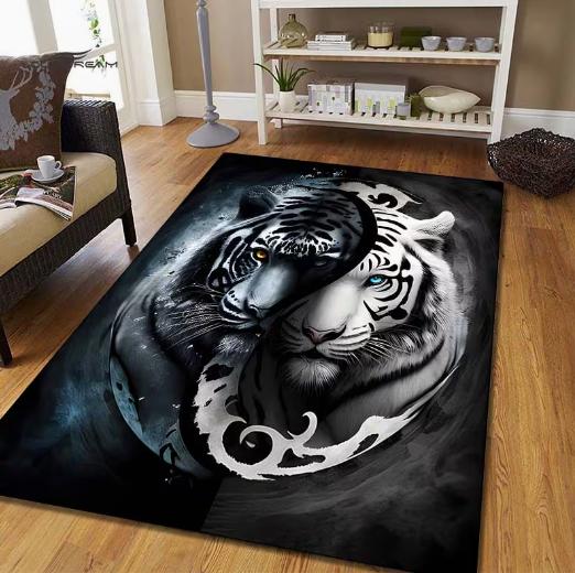 3D Tiger Design Area Carpet Soft Floor Mat Suitable for Living Room Bedroom Carpet Coffee Table Machine Washed Decorative Carpet 40cm x 60cm