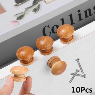 10pcs Kitchen Cabinet Dresser Round Shape Wardrobe Pulls Door Handle Natural Wooden Cabinet Pulls Drawer Knob