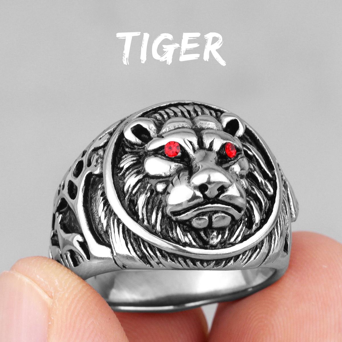 

Черные мужские кольца из нержавеющей стали с изображением тигра и животных в стиле панк, хип-хоп, рэп, уникальные для мужчин, бойфрендов, байкеров, ювелирные изделия, креативный подарок 9