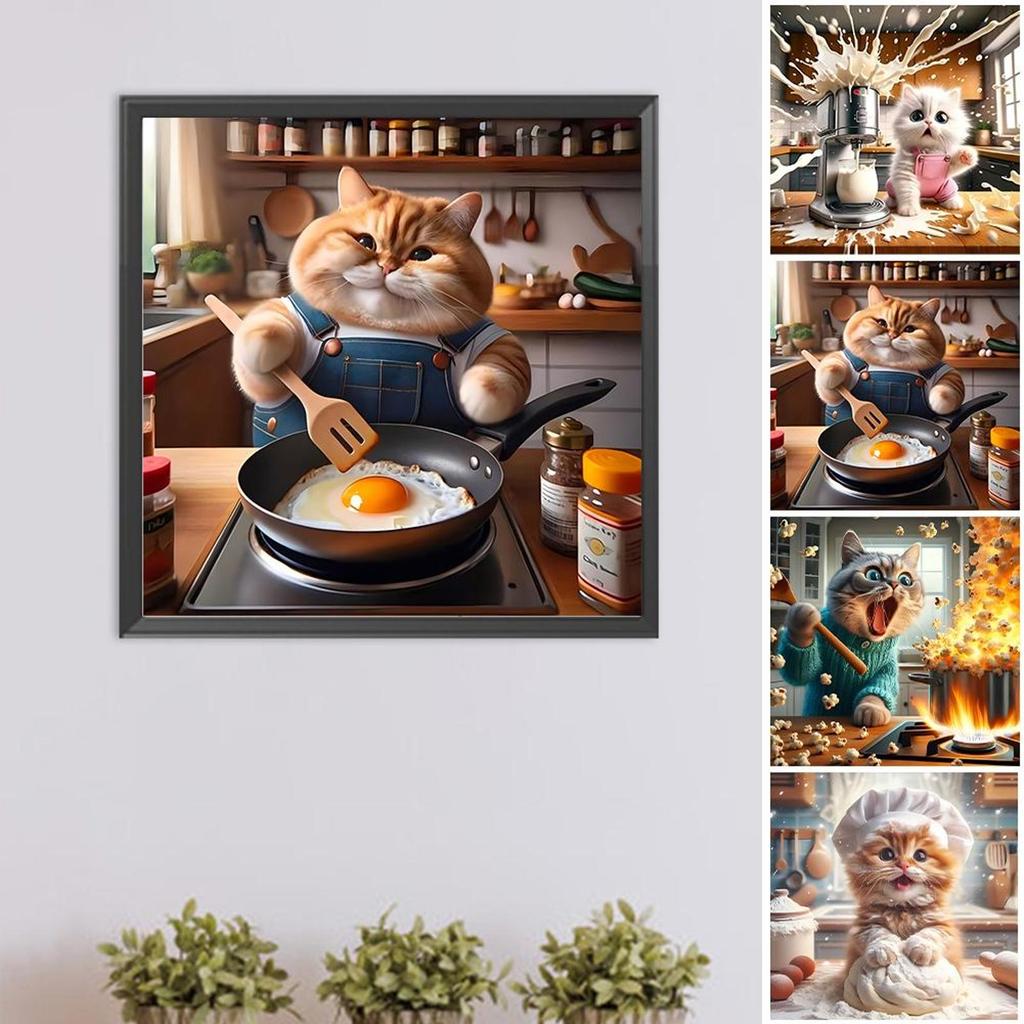 5D DIY Full Round Drill Diamond Painting Funny Cat Kit Home Decor Art Craft