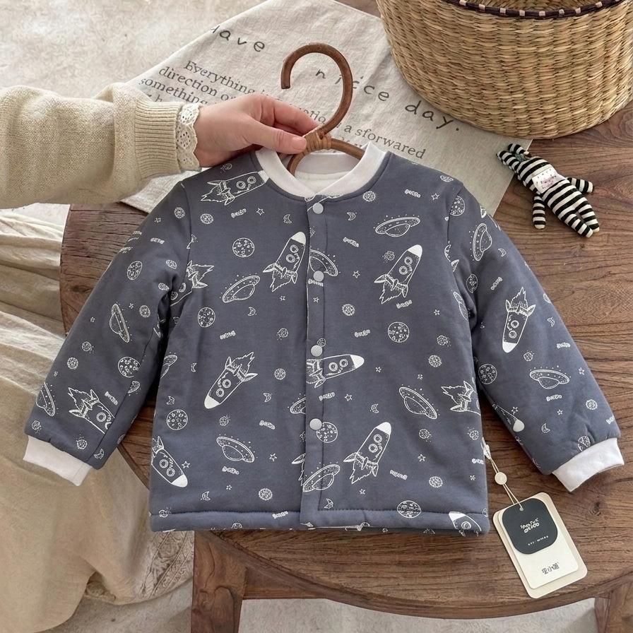 Machine washable handmade cotton-padded jacket, children's cotton-padded jacket, student school uniform with thickened warm boys cotton-padded jacket