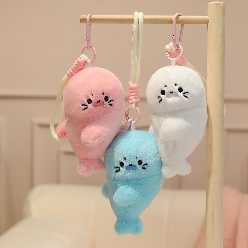 1Pc 14cm Lovely Seal Plush Toys Cute Magnetic Attraction Seal Bag Pendant Doll Enfold Seal for Lovers Children Gift