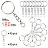 40/80/100/140/180 Pcs 25mm Electroplated Split Key Rings, 4-Section Chains and Open Jump Rings for DIY Jewelry Making