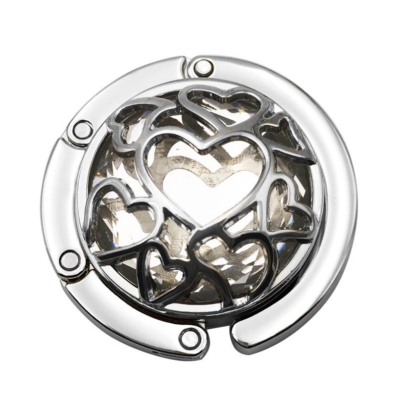 Heart-Shaped Crystal Mesh Folding Bag Hook