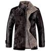 Men's Plus Size Motorcycle Style Leather Jacket with Fleece and Fur Integration