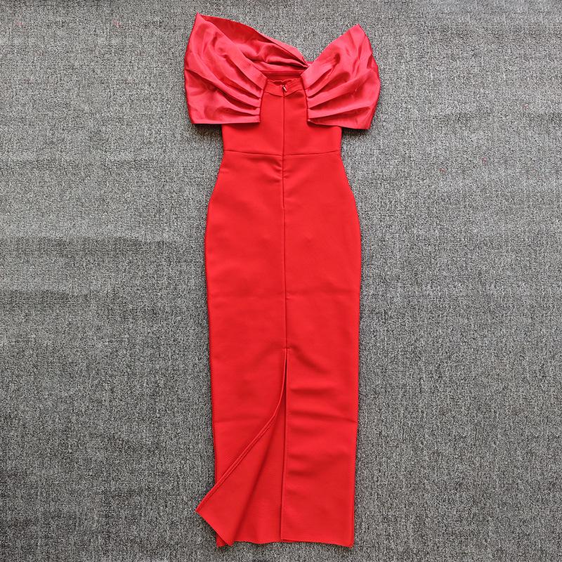 European & American Off-Shoulder Luxury Studded Bandage Evening Dress