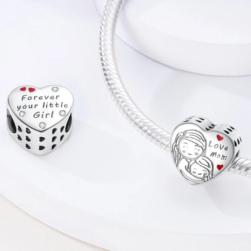 925 Silver Charms Love Mother Family Sister Heart Beads Fit Original Bracelet DIY Woman Jewelry Gift For Friend