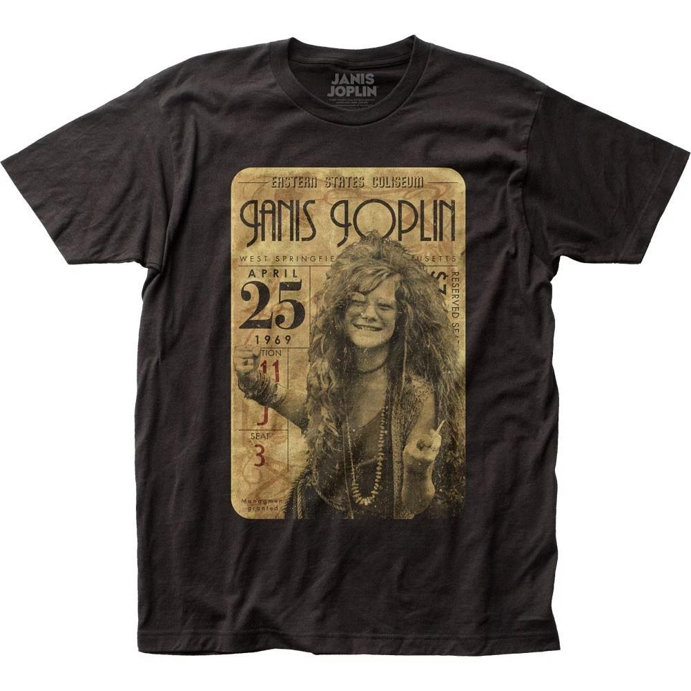 Janis Joplin Concert Ticket Mens T T-Shirt Music Classic Rock Band Tee New Black