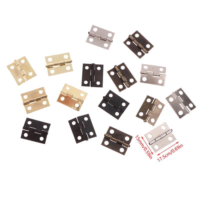 50Pcs/Box Hinges + 200 Screws Iron Gold Silver Black Bronze 4 Holes Durable Furniture Hardware Mini Hinge Decor