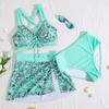 Bikini Due Pezzi Stampa Coulisse Vita Alta Taglie Forti Set Tre Pezzi Elegante