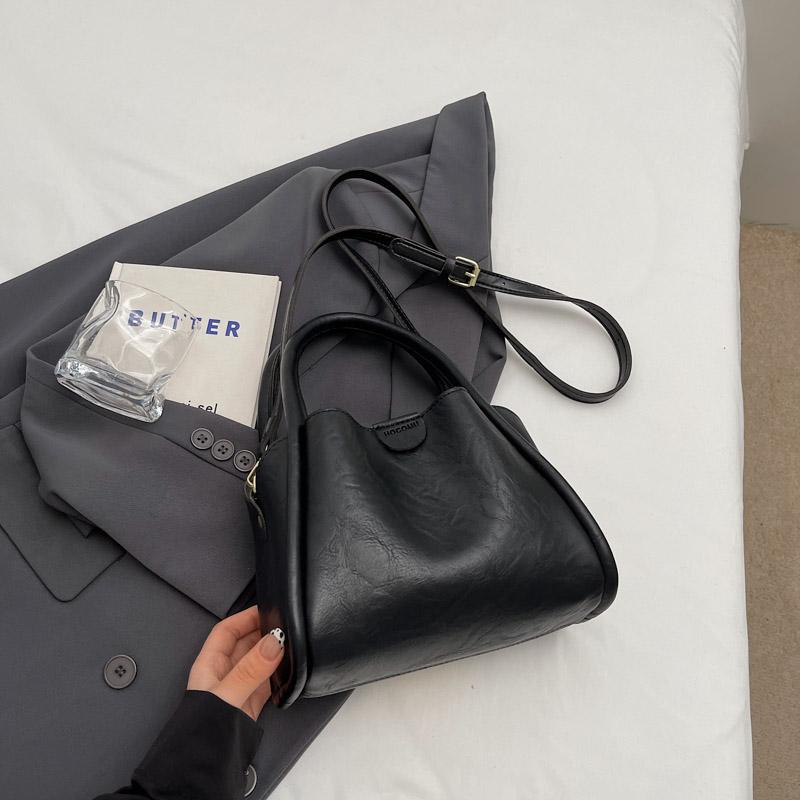 Women's New Shoulder Bag, Solid Color Artificial Leather Handbag, Fashionable Casual Crossbody Bag