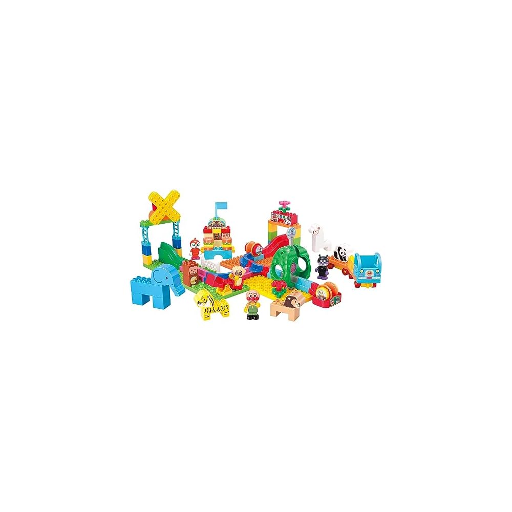 Bandai BlockLabo Anpanman Rolling Blocks Animal Park DX Playset for Ages 3 and Up