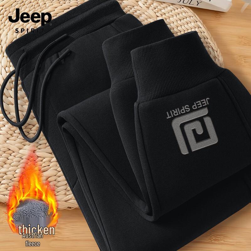 

JEEP SPIRIT Men s 2025 Autumn/Winter Thickened Fleece Sweatpants 3XL