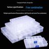 Removable Transparent Plastic Storage Box with 10, 15, 24, or 36 Grids for Tools, Parts, or Jewelry