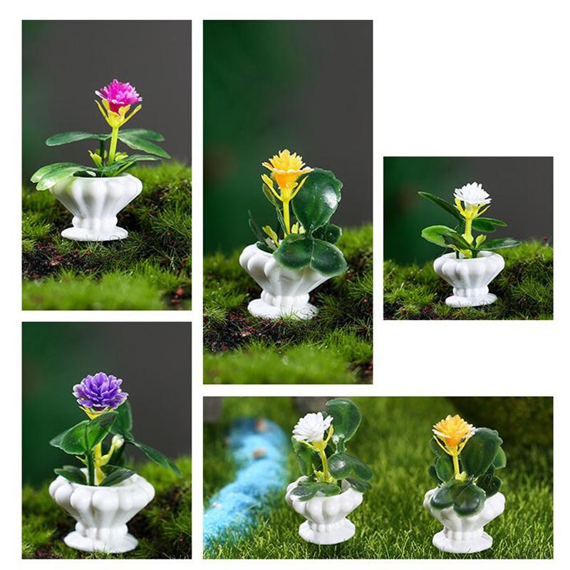4Pcs Miniature Bonsai Plant Model Realistic Potted Plants For Dollhouse Decoration Micro Landscape Props For Mini House