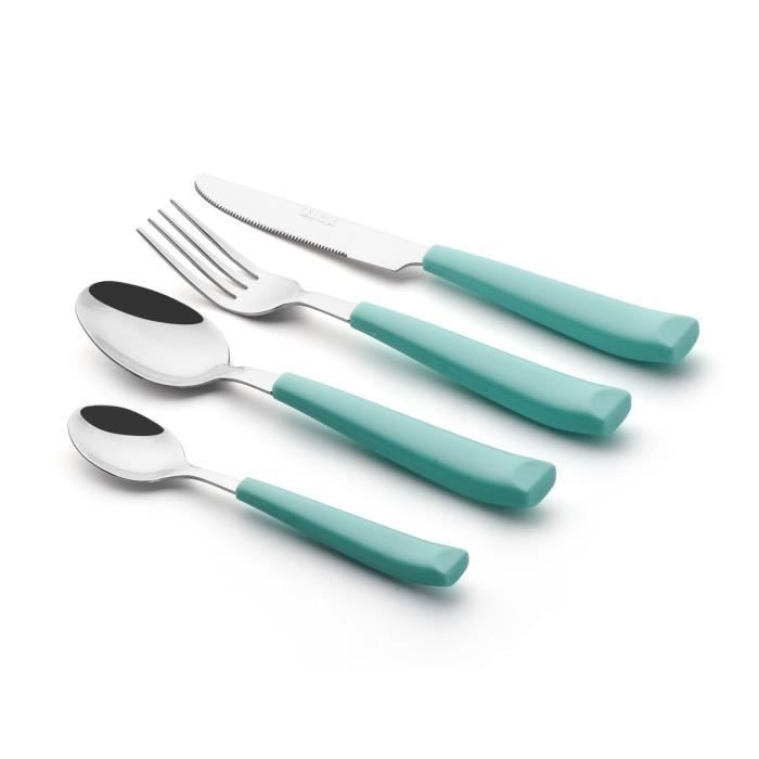 Set de coutellerie - EXZACT - WF232W - 16 pièces - Acier inoxydable - Turquoise