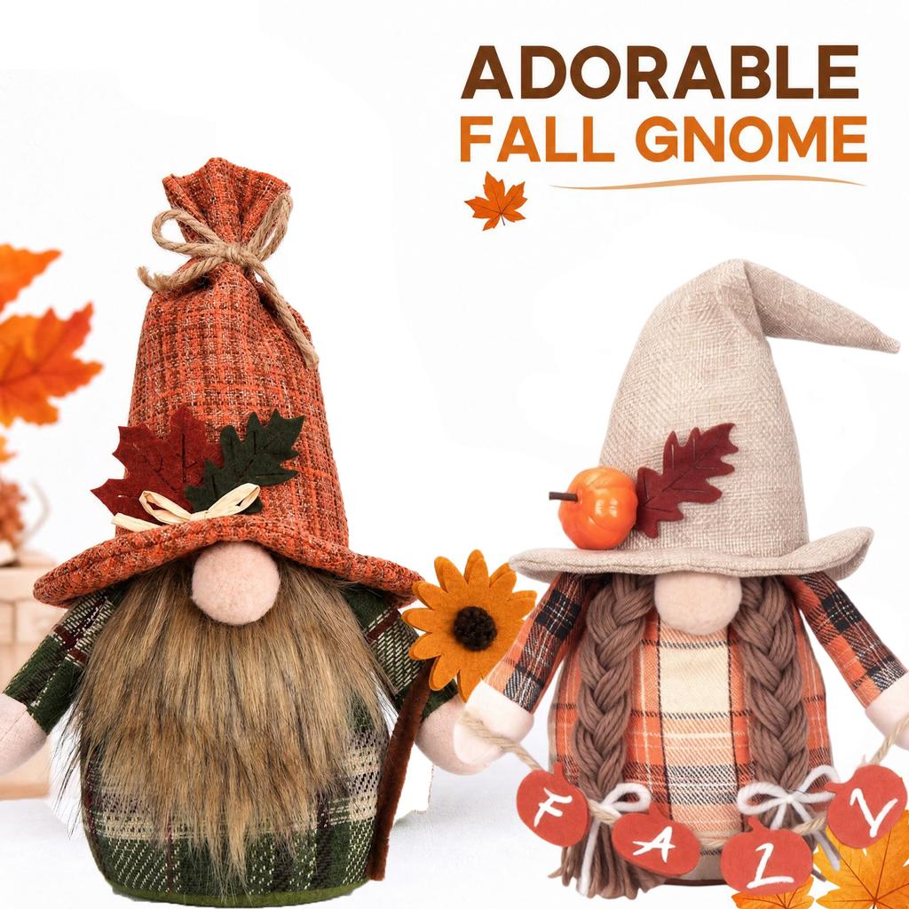 Thanksgiving Faceless Gnome Figurine, Decorative Tabletop Ornament for Fall Holiday Home Decor