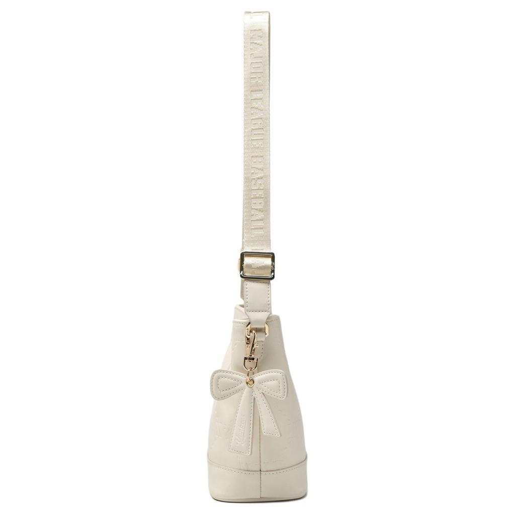 MLB Brand Logo Dark Pattern Fashion Faux Leather Bucket Bag Kids Bags White 7ACRM066N-50CRS