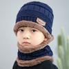 2026 New TW DDA558 Velvet Lined Thicken Ski Skull Caps Men Kids Winter Hat Scarf Set Neck Warmer Wool Knitted Beanie Hats