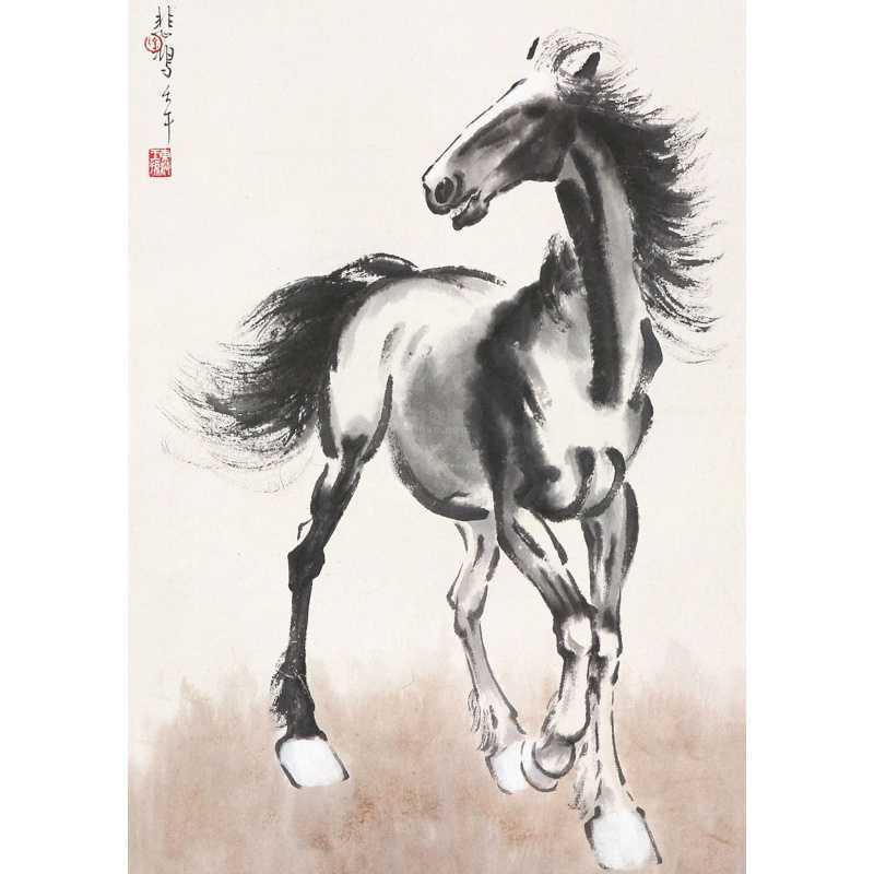 Free Shipping Ink Wash Galloping Horse Poster - Home Decoration Wall Hanging Mural for Dorm, Tea House, Study, or Living Room.