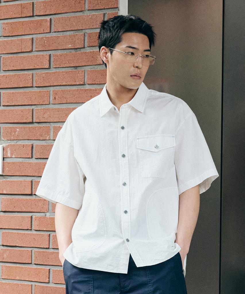Nontai Ripstop Round Pocket S/S Shirts (White)