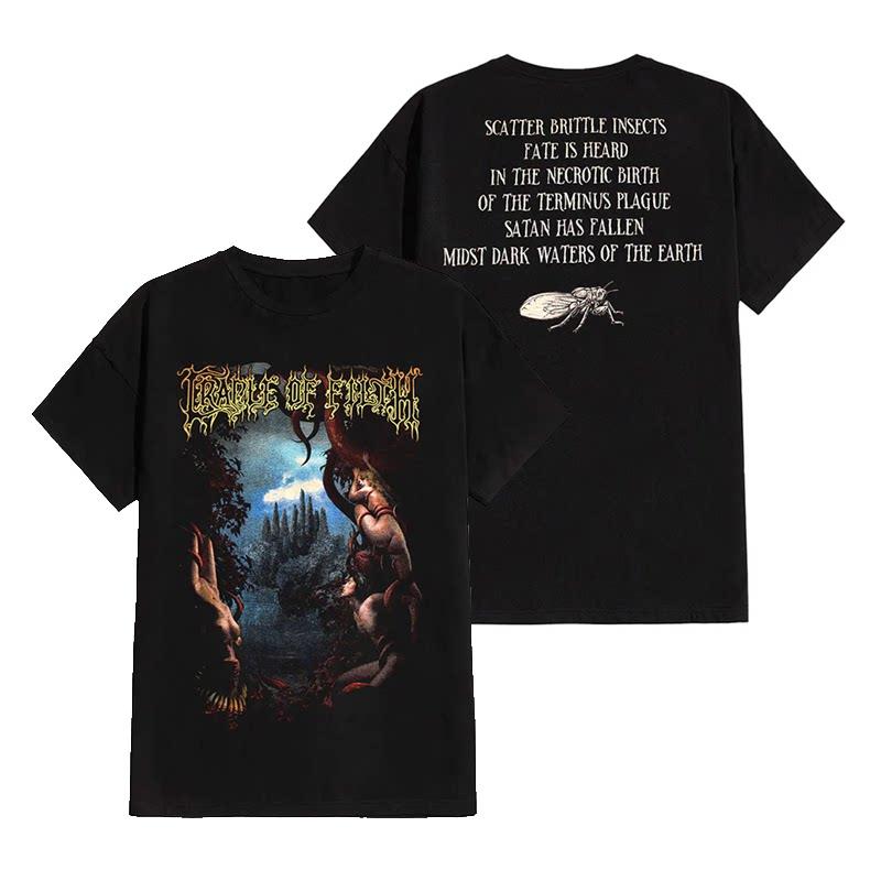 Retro Cradle of Filth Band's Extreme Gothic Black Metal Rock Dark American Short-sleeved T-shirt
