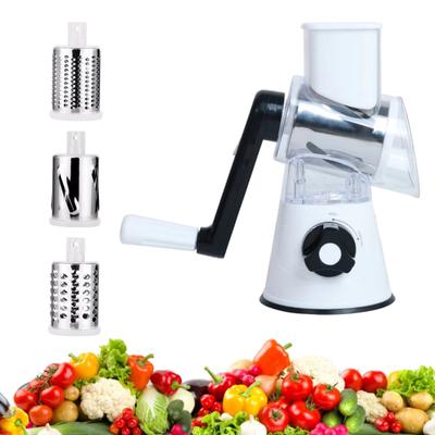 Rotary Cheese Grater with Replaceable Stainless Blades 3-in-1 Cheese Slicer And Shredder Hand Crank Kitchen Gadget for Quick Chopping