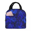 Vintage Blue Rose Pattern Insulated Lunch Bag for Women Kids Leakproof Food Boxes Thermal Lunch Box Tote