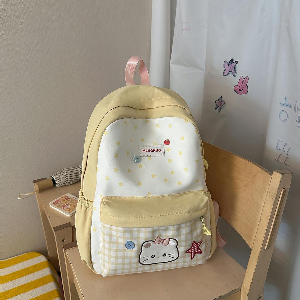 Schoolbag Girl Style Cute Star Schoolbag Female Junior High School Student Campus Cartoon Backpack Large Capacity High Value Backpack