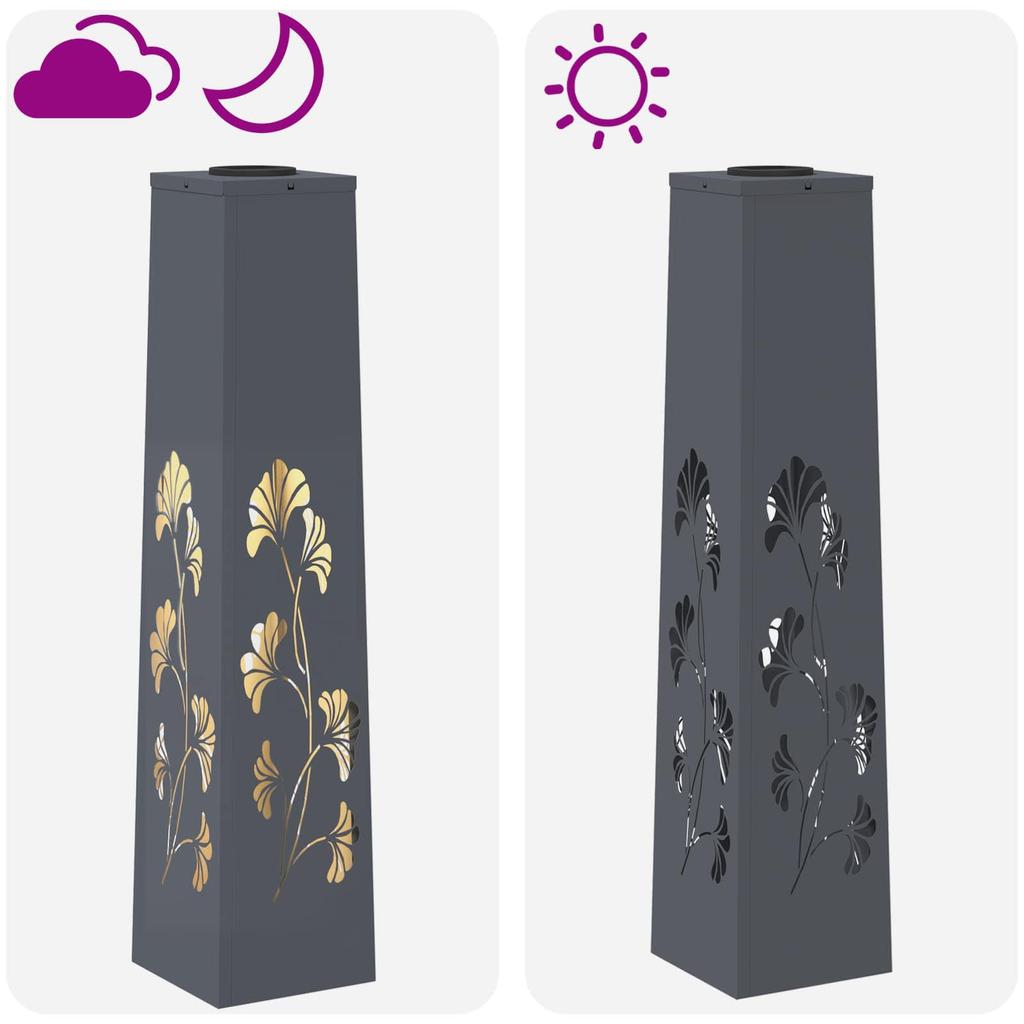 Solar LED Path Light 2 Pcs Anthracite Cold Rolled Steel