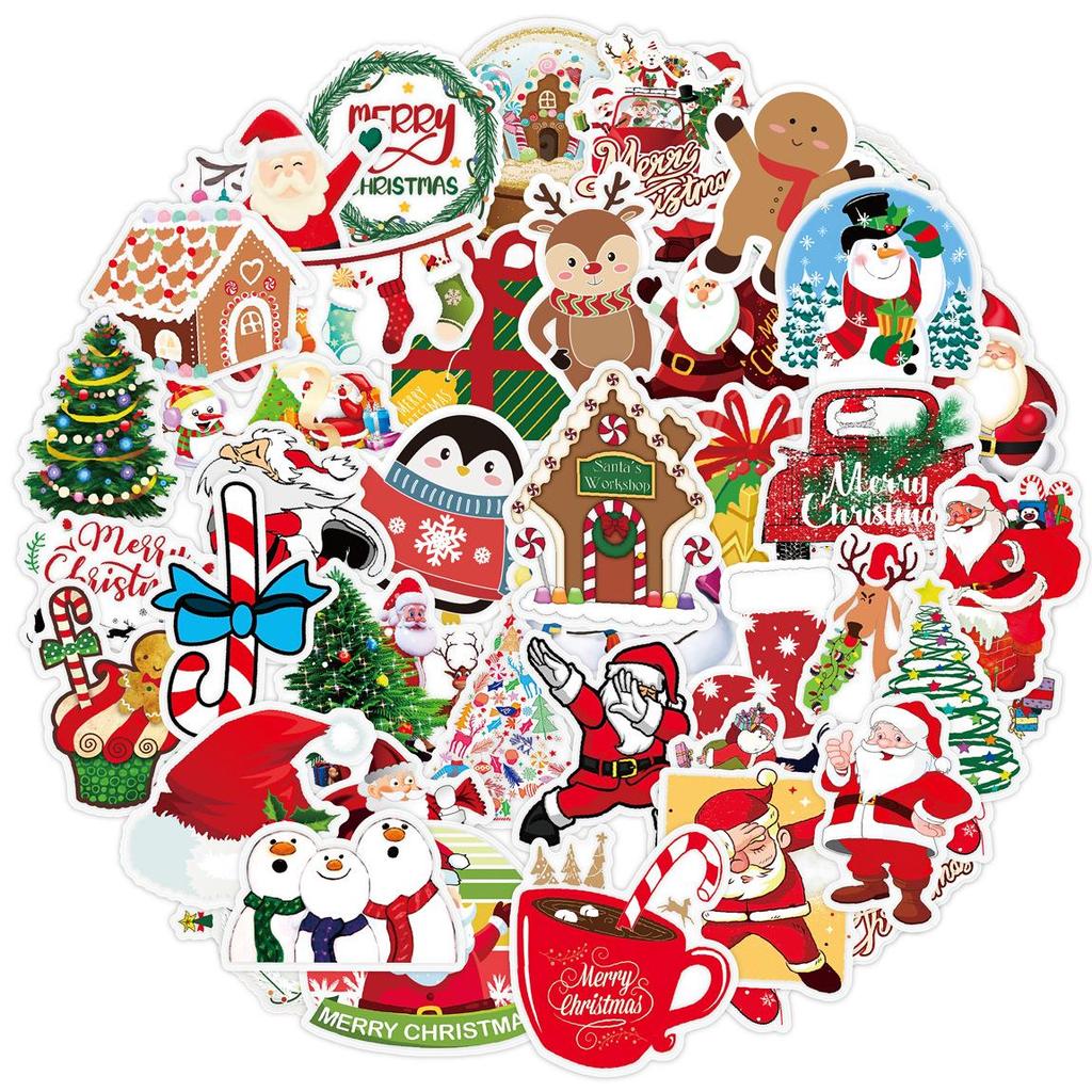 50 Cute Waterproof Christmas Stickers for Suitcases, Notebooks & DIY Projects